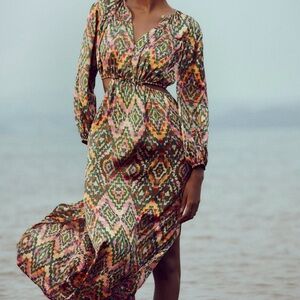 Zara Cut out Printed MIDI Dress Size M